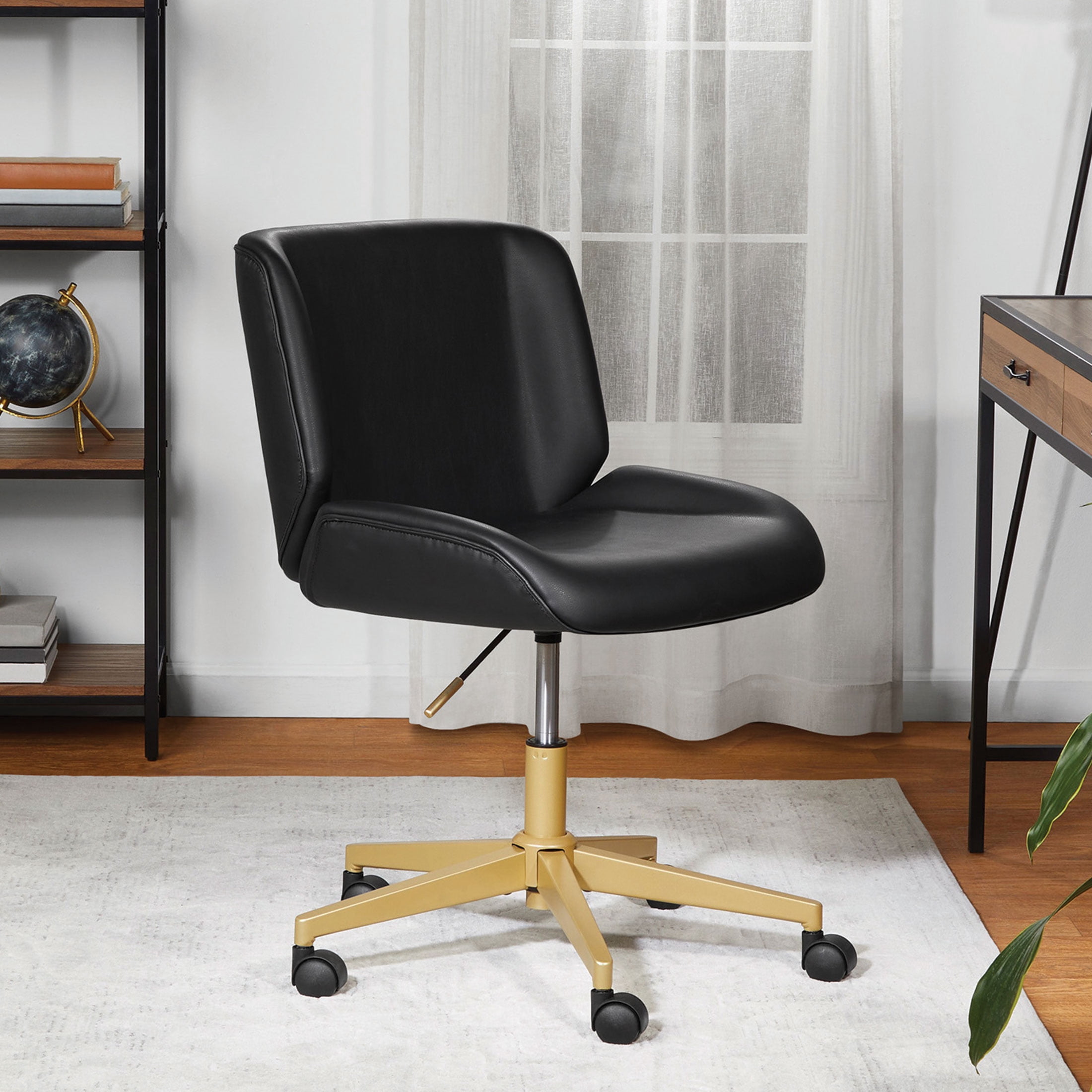 Mainstays Daphne Mid Back Office Chair with Black Faux Leather