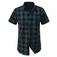thumbnail image 2 of Jinda Men's Soft Button Down Shirt Plaid Tops Casual Button Up Short Sleeve Date Night Printed Shirt Green Small, 2 of 4
