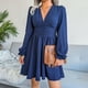 thumbnail image 5 of Vestido de gasa de manga larga con escote en V, vestido de mujer con escote en V para primavera y verano Vestido de gasa plisado con escote en V resistente y duradero, 5 of 9