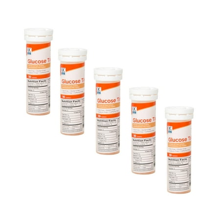 "Quality Choice Glucose Tablets Orange Flavor, 10 Count - Pack of 5"