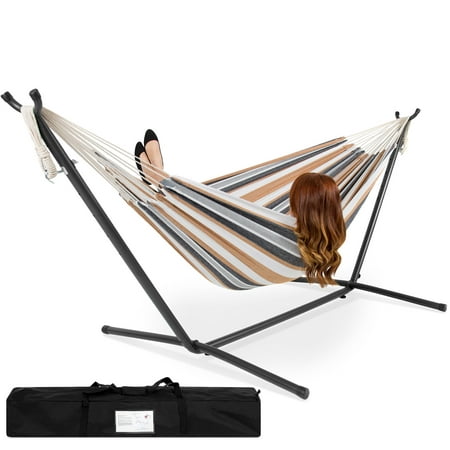 Best Choice Products Double Hammock Set w/ Accessories - Gray (Best Hammocks For Sleeping Outdoors)