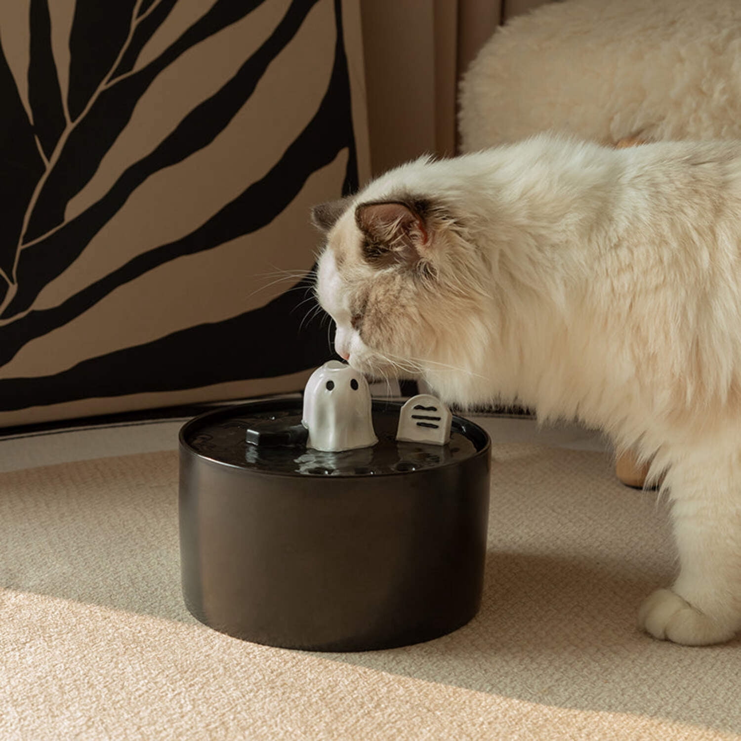 50oz/1.5L Ghost Cat Drinking Fountain-Elevate Your Cat's Hydration