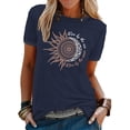 thumbnail image 1 of LUXUR T-shirt pour Femmes à Manches Courtes, Haut à Imprimé Tournesol, Tunique Ample, Col Rond, T-shirt Bleu Marine P, 1 of 3
