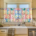 thumbnail image 2 of Yayeee Kitchen Curtains Tier Set of 2 Light Filtering 57"x36" Over Sink Window Panels, Pink Checkered Daisy, 2 of 7