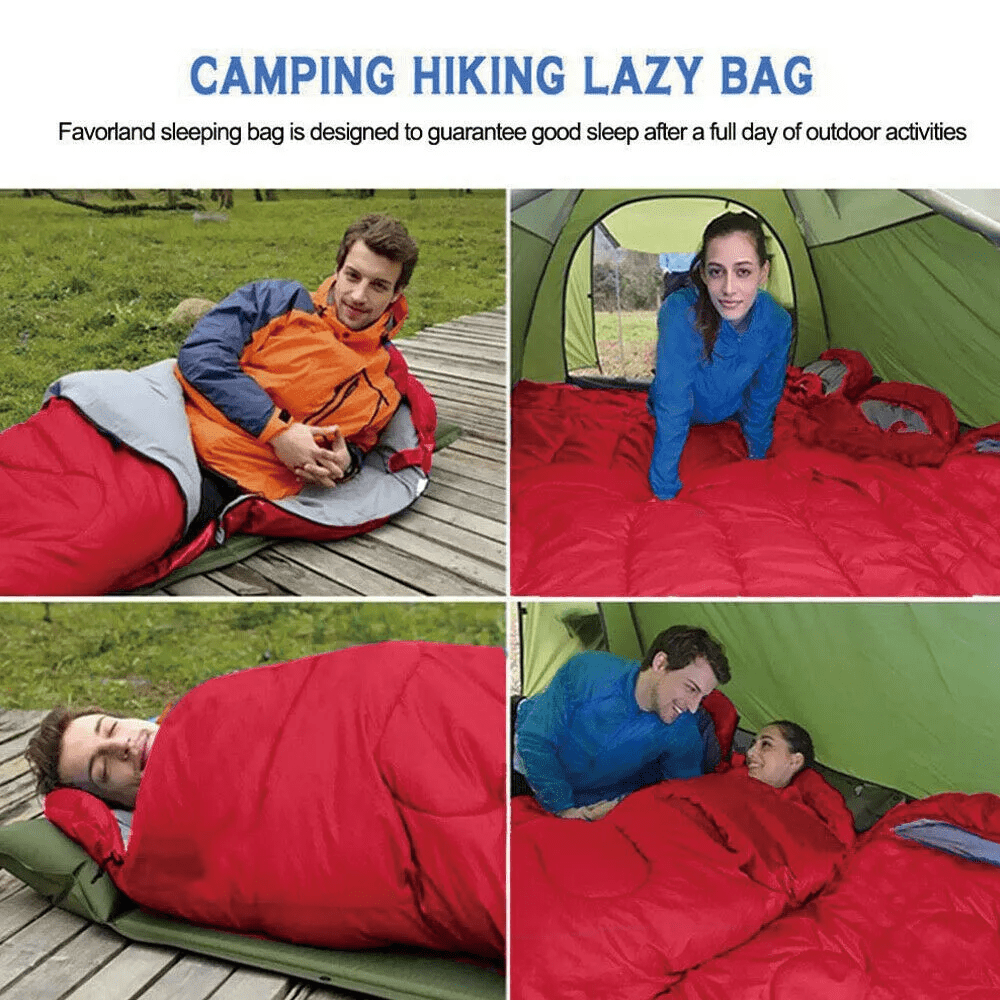 PEAKTREND Sleeping Bags for Adults Camping Portable Waterproof Compression Sack- Camping Sleeping Bags for Big and Tall (Red)