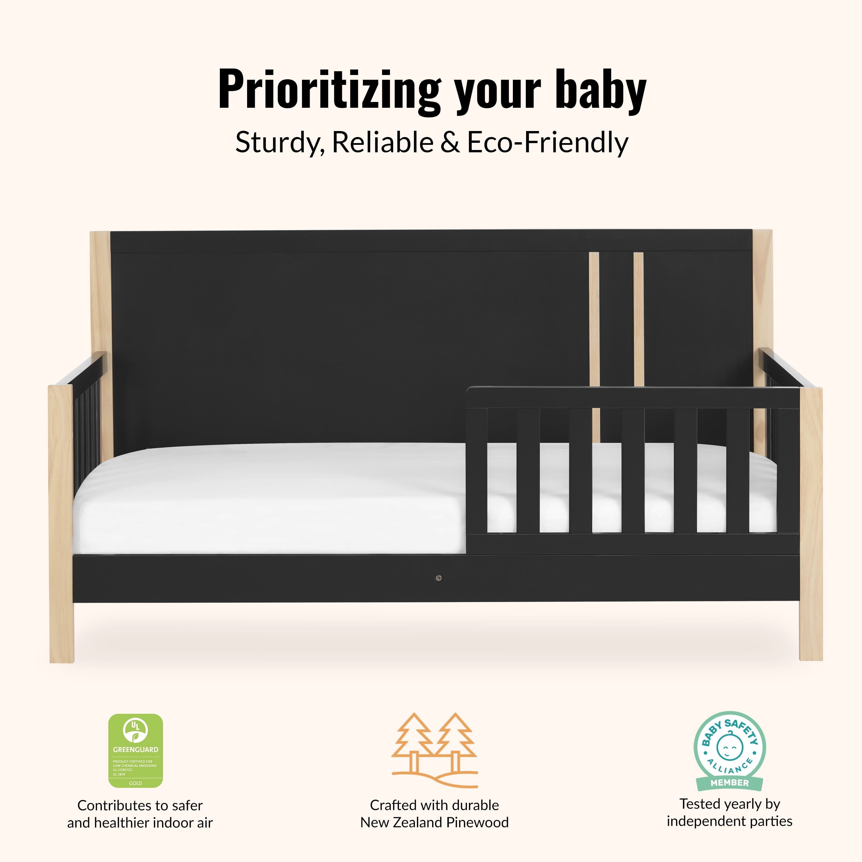 Dream On Me Soho Toddler Bed In Matte Black Vintage