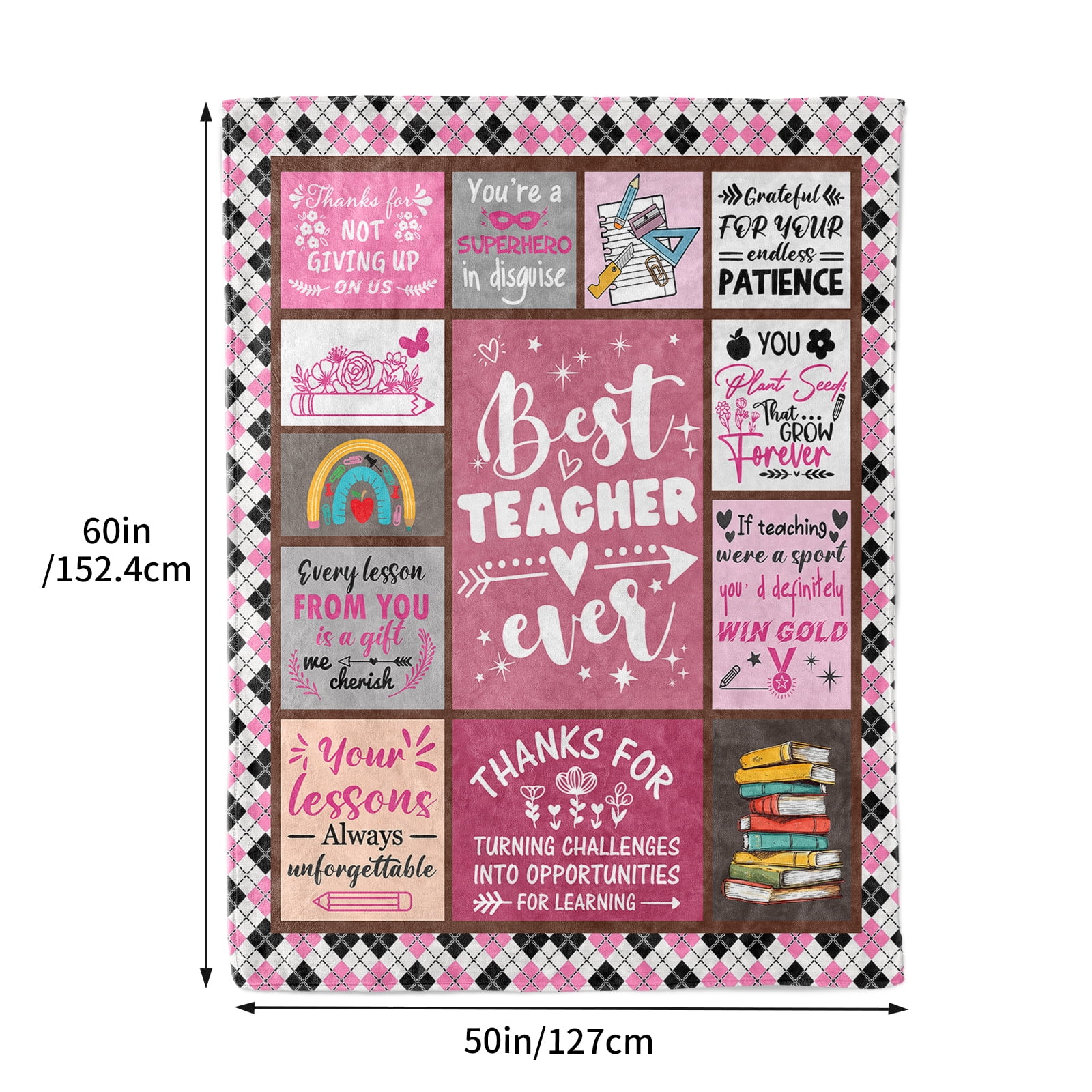 Funnil Teacher Throw Blanket Gifts Teacher Appreciation Gifts for Women Men,Best Teacher Birthday Gifts,Teacher's Day,Graduation Gifts,Thank You Teacher Gifts from Students 50x60" Pink