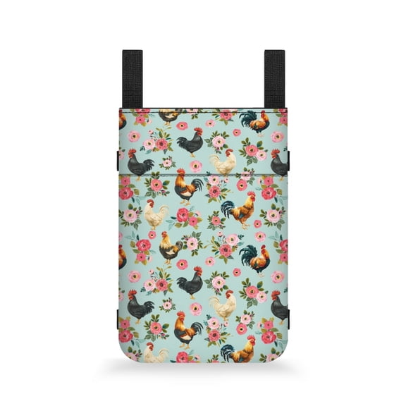 COEQINE Chicken Crutch Pouch Floral Compartments Adjustable Crutch Organizer Pouch Large Capacity Crutch Storage Bag Broken Foot Underarm Crutch Pouch for Elderly