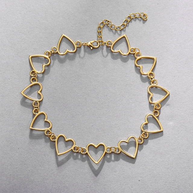Collar para mujer, joyería para mujer, joyería para mujer, gargantilla de corazón hueco, regalo llamativo para novia, lindo collar bicolor, joyería, collar para mujer