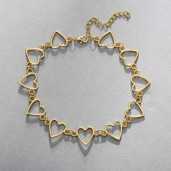 LSLJS Hollow Sweet Heart Choker Statement Girlfriend Gift Cute Bicolor Necklace Jewelry, Gifts for Mom Wife Girlfriend Her on Anniversary Mothers Day Valentines Day Christmas Birthday Gifts for Women