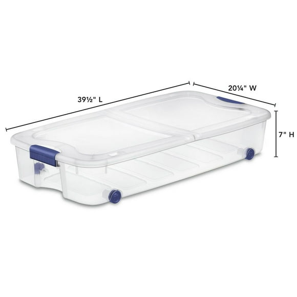 Sterilite Ultra™ 62 L Stadium Blue Wheeled Underbed Storage Box, 62 L
