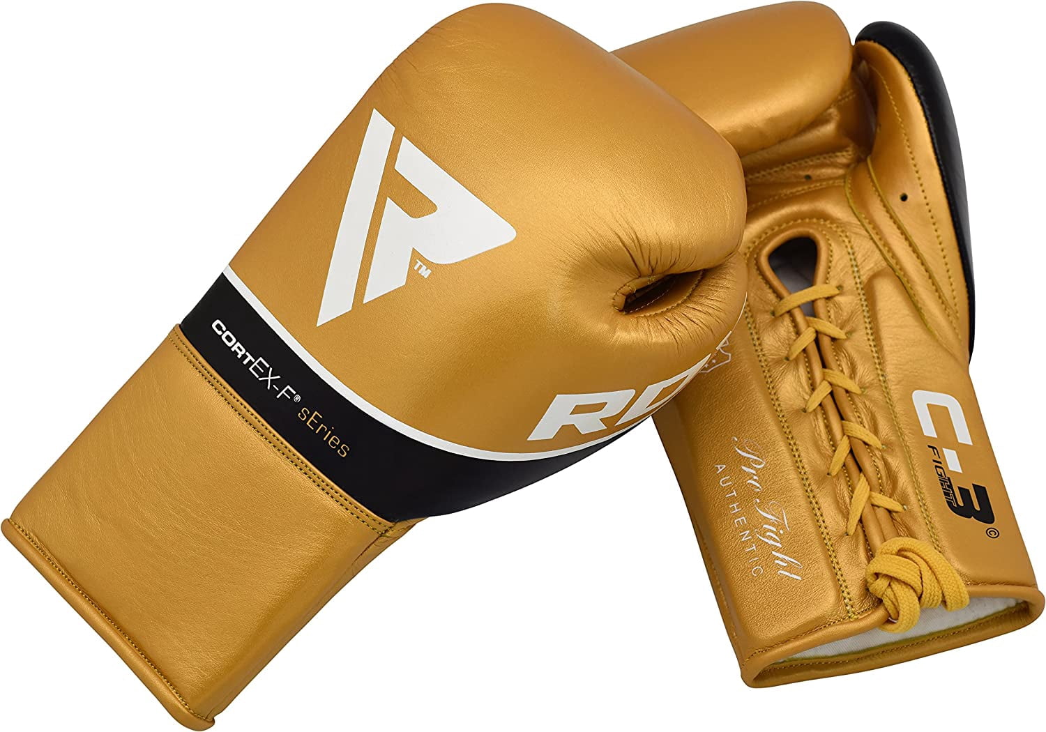 RDX Professional Boxing Fight Gloves, BBBofC BIBA WBF NYAC Approved, Genuine Cowhide Leather Competition Fighter Glove with Padded Wrist Support, Traditional Extra Long Laces for Firm Secure Fit
