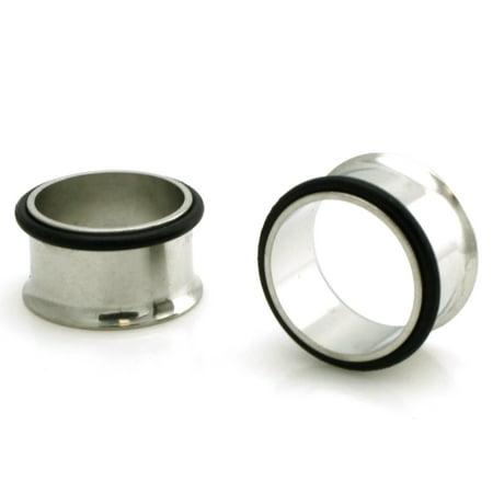- Stainless Steel Tunnel With Rubber Stopper Ear Expander Plugs Body Jewelry