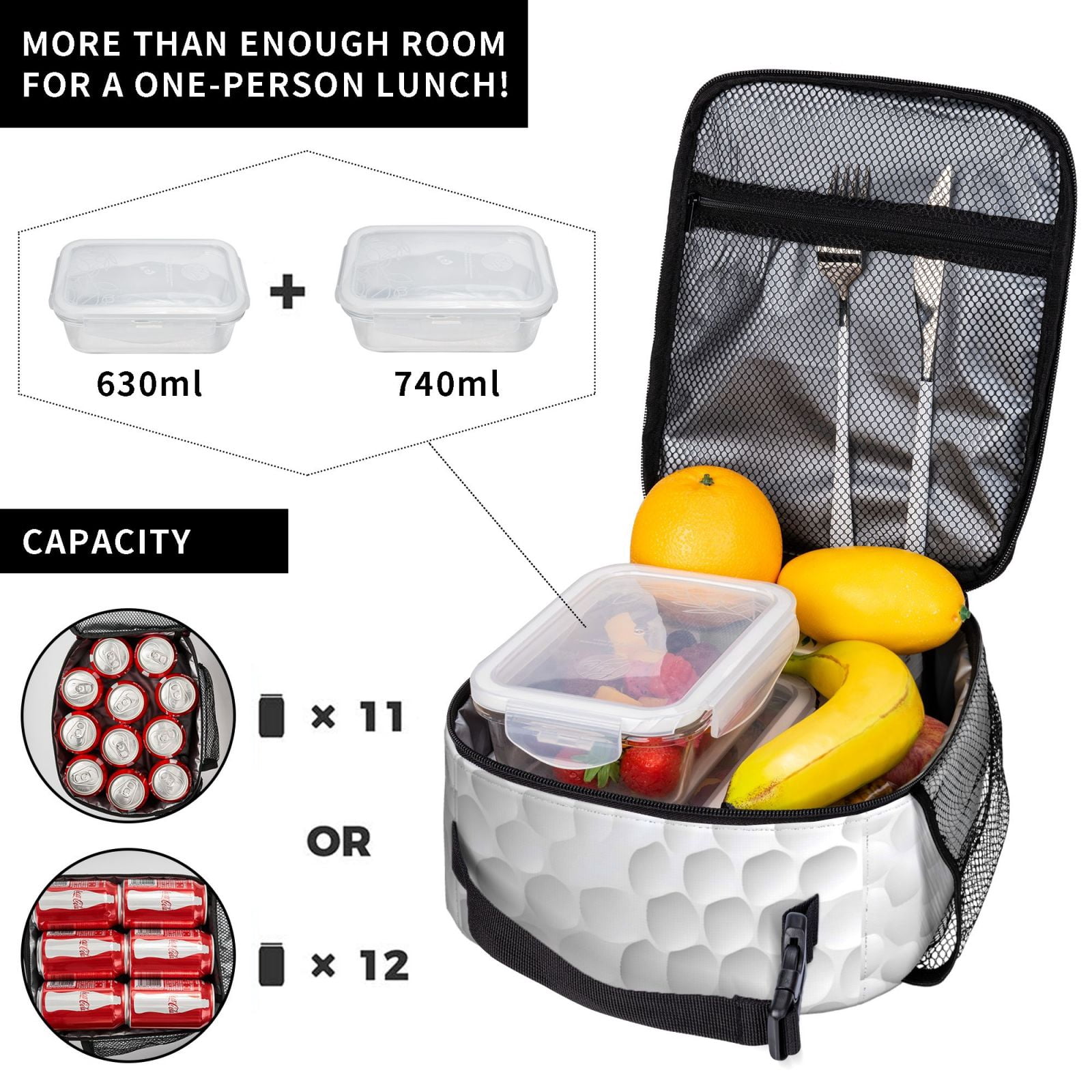 Lunch Bag For Women Men Insulated Portable Lunch Box Bento Box Office Picnic Travel Cooler Bag Spherical Surface