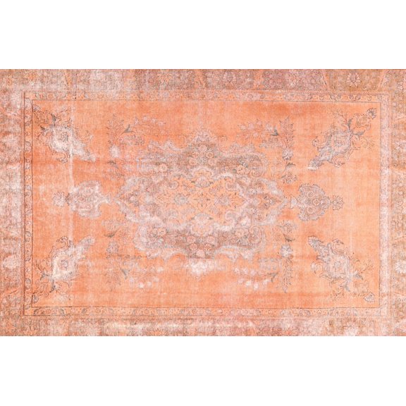 Ahgly Company Machine Washable Indoor Rectangle Contemporary Mango Orange Area Rugs, 5' x 7'