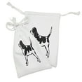 thumbnail image 2 of Beagle Fabric Pouch Set of 2, Monochromatic Graphic Illustrated Domestic Dog Standing and Looking Left, Drawstring Bag for Toiletries Masks and Favors, 9" x 6", White Charcoal Grey, by Ambesonne, 2 of 2
