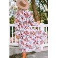thumbnail image 1 of ABPHQTO Vestido A Media Pierna Con Volantes Y Manga Abullonada Con Estampado Floral Beige De Mujer, 1 of 5