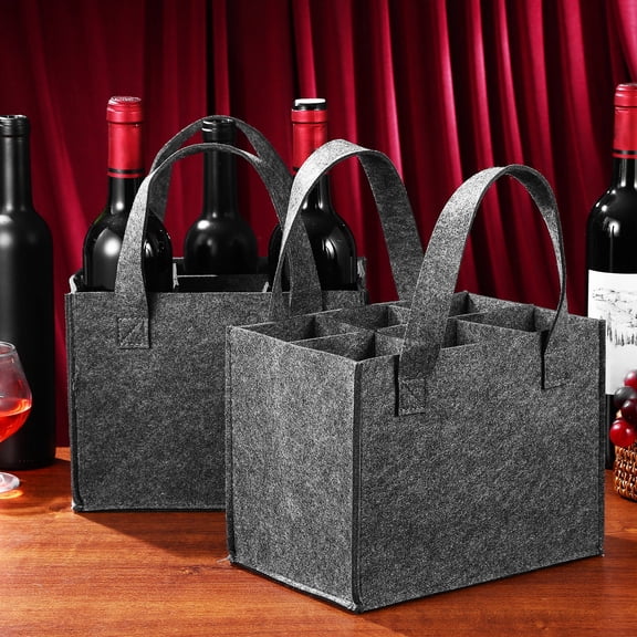 WEUVEB Thermal Insulated Grey Wine Bag with Removable Dividers 2Pcs