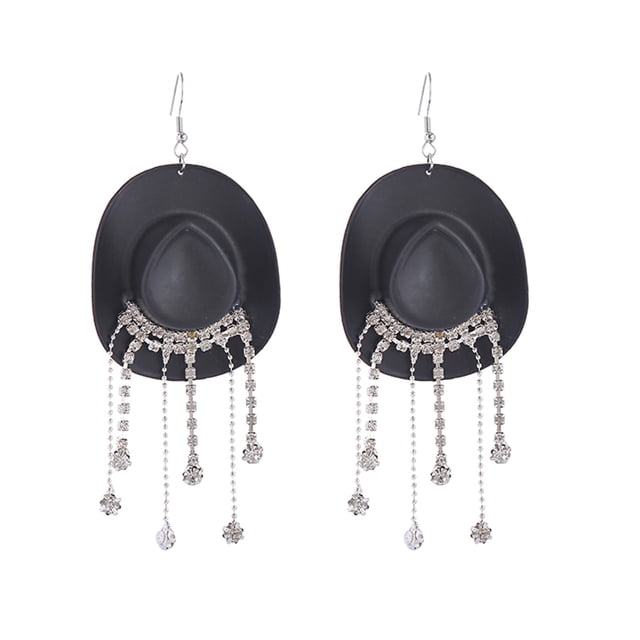 Jewelry Sparkling Tassel Cowboy Hat Earrings Western Cowboy Multi Color Earrings