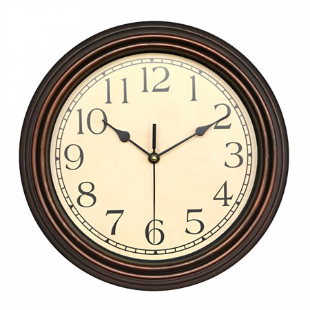 DESIGNICE 2026 New Retro Silent Non Ticking Round Classic Clock Quartz Decorative Battery Operated Wall Clock for Living Room Kitchen Home Office Wall Clocks Battery Operated 12 Inch Bronze