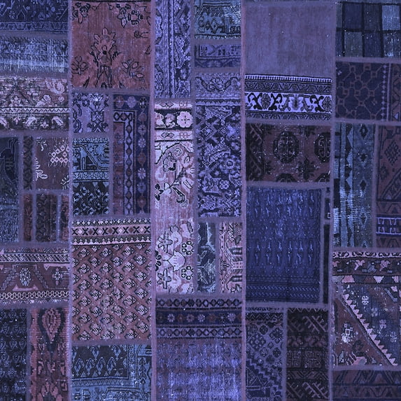 Ahgly Company Machine Washable Indoor Square Oriental Blue Modern Area Rugs, 3' Square