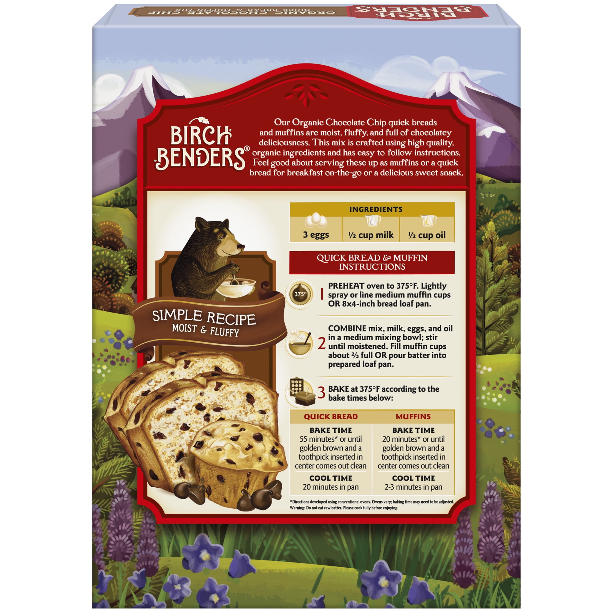 (2 pack) Birch Benders Organic Chocolate Chip Muffin Mix, 14.3 oz Box