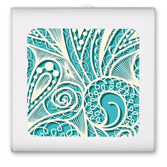 Plug in Dimmable LED Night Light with Dusk to Dawn Auto Sensor, Adjustable Brightness, Warm Light, Auto On/Off Nightlight for Bathroom, Hallway, Nursery, Bedrooms - Blue and White Lace