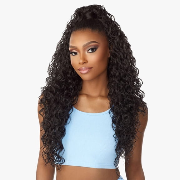 Sensationnel Instant UPDOWN halfwig Pony - Instant Weave Up and Down 4 style in 1 half wig and pony wrap - INSTANT UD Unit 16 (1 JETBLACK)