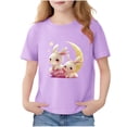 thumbnail image 2 of Blusas y camisas de manga corta con cuello redondo para niños Camiseta de verano de manga corta estampada para niñas Jersey elegante de cuello redondo para niños Top de algodón, 2 of 6