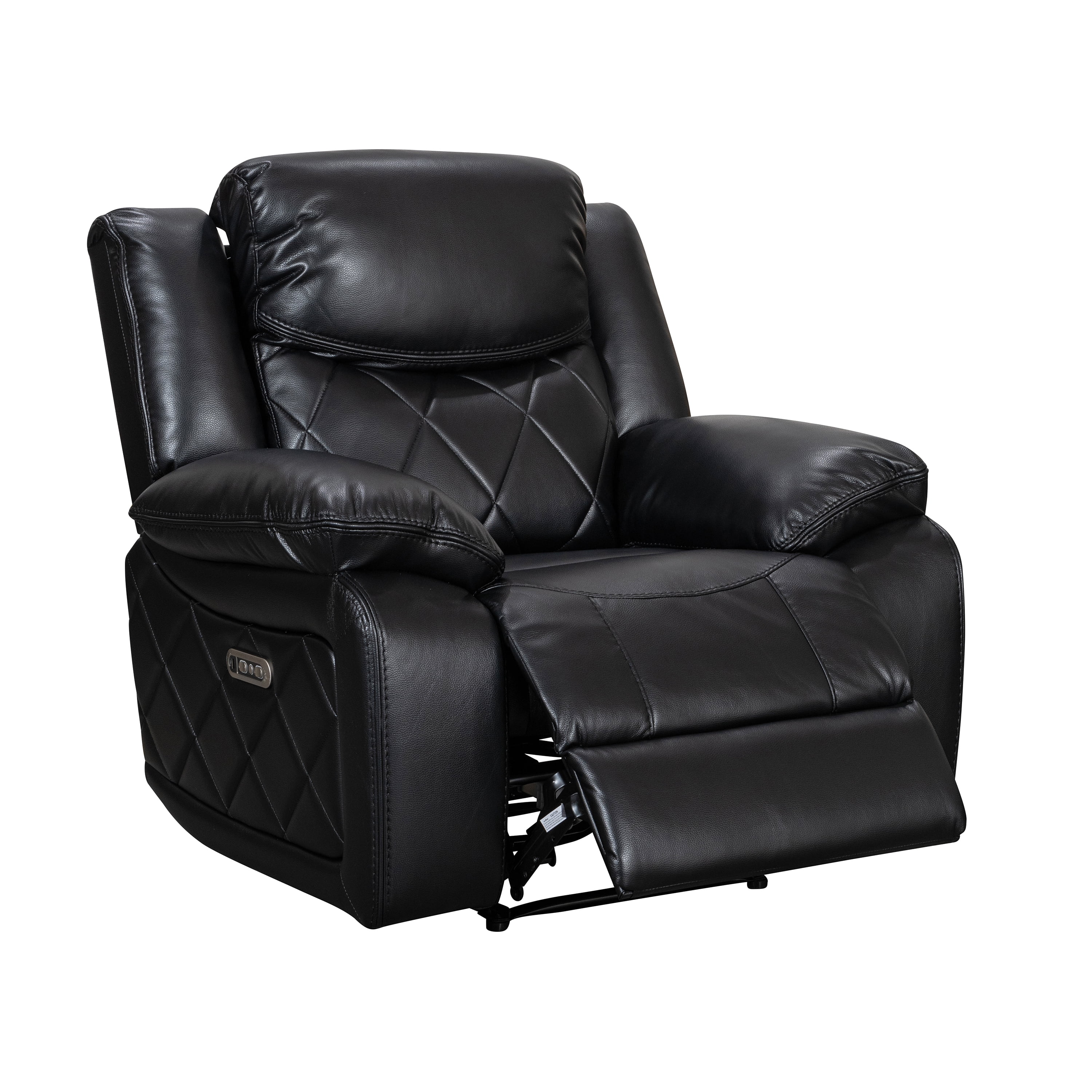 Contemporary Plush Velvet-Like Upholstered Power Reclining Chair, Black