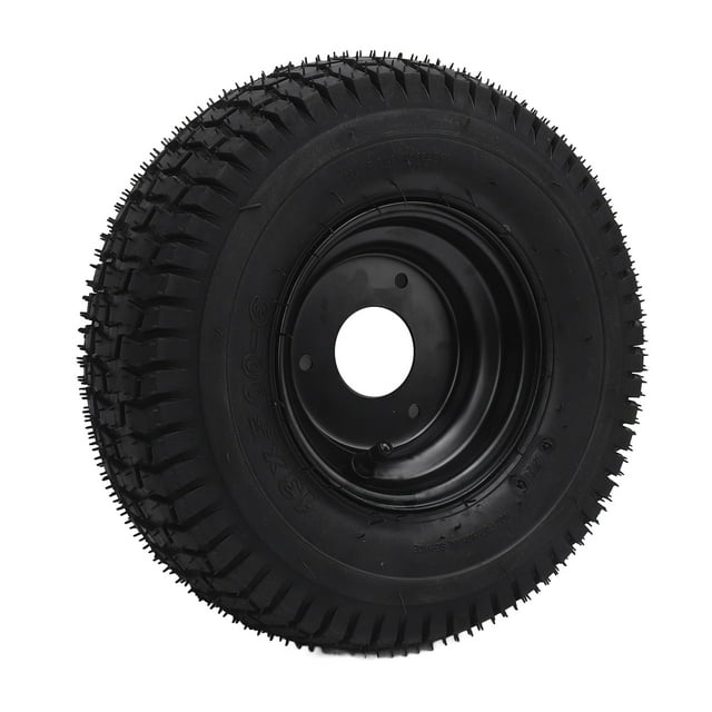 6 Inch Tire, M8x3 Bolts Fixation Abrasion Proof Anti Impact Enduring Rubber ATV Tyre Robust Ply Structure 13x5.00-6 Tires with Black Rims for Mower