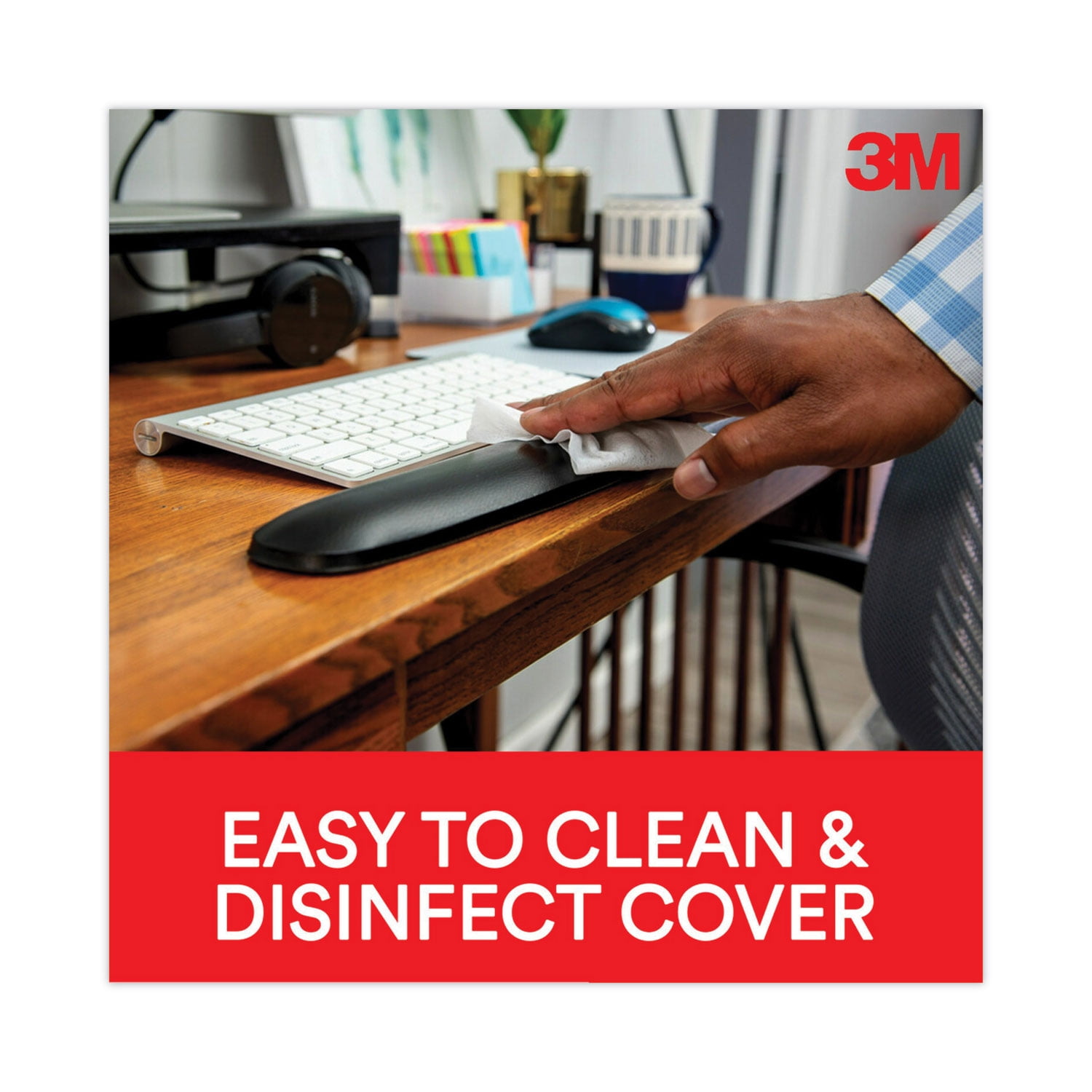 3M Antimicrobial Gel Large Keyboard Wrist Rest, 19 x 2.75, Black