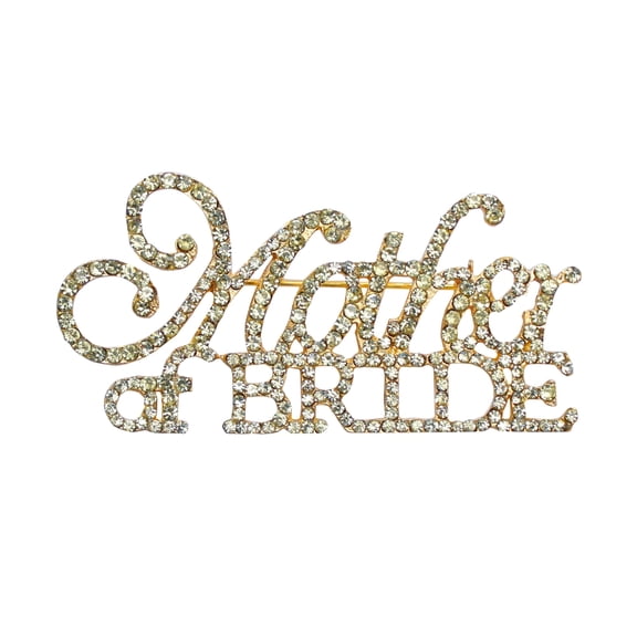 Mother of the Bride Rhinestone Brooch Pin – Gold Crystal Wedding Pin for Mom, Elegant Bridal Accessory Gift for Wedding Day, Bouquet or Dress Jewelry