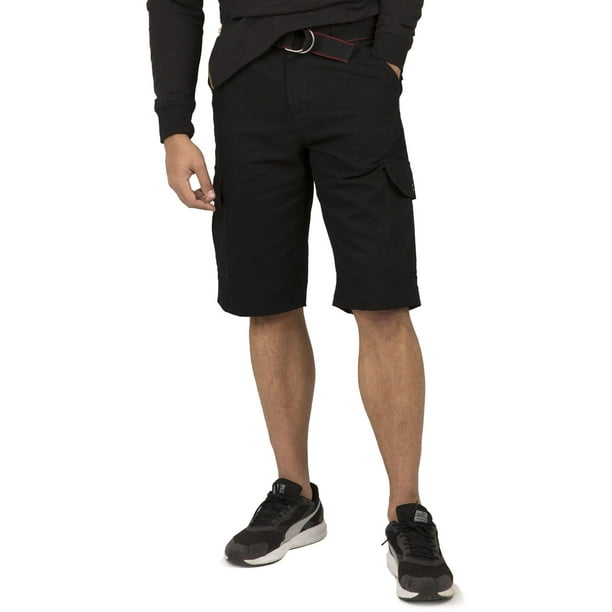 Vibes Vibes Men's Heavy Canvas Cargo Shorts with Stripe Belt 13