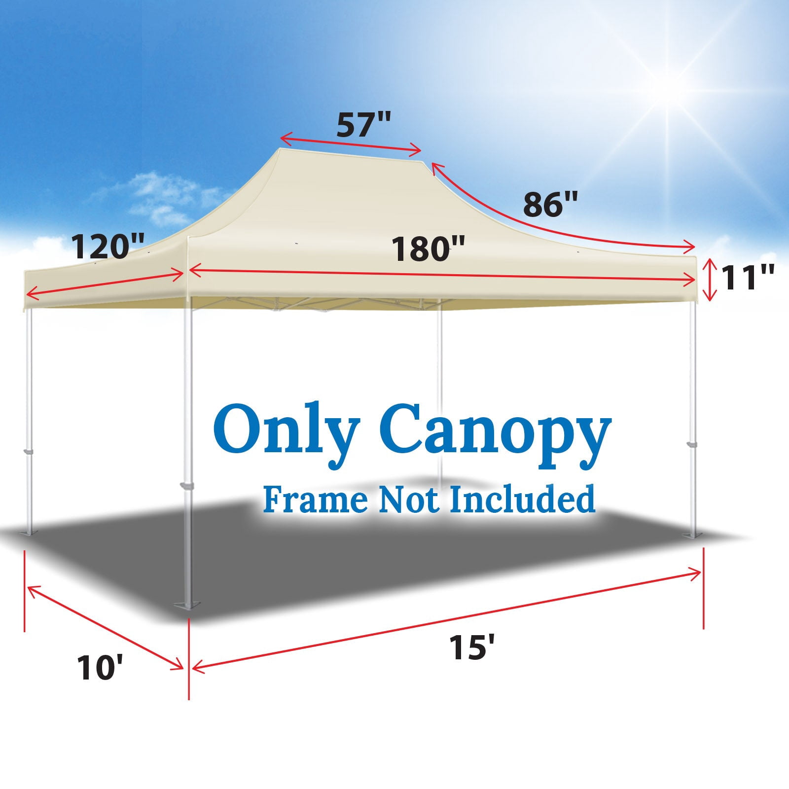 SOLAXO 10x15 Canopy Replacement Top Pop Up Canopy Top Cover Canopy Tent Replacement Top Gazebo Tent Cover (Ecru)