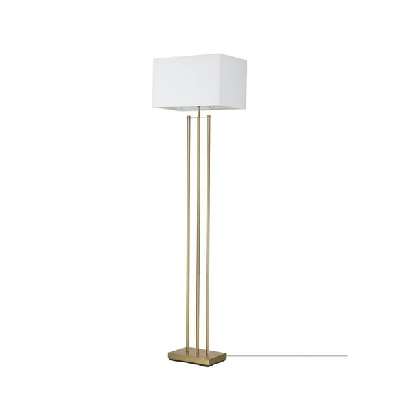 Novogratz x Globe Electric SoHo 62" Metal Floor Lamp, Matte Brass, White Linen Shade, 67775