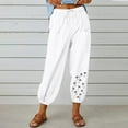 thumbnail image 2 of VEKDONE Womens Cotton Linen Pants Print Long Pants White L, 2 of 6