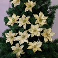 thumbnail image 4 of Liquidación de adornos para árbol de Navidad, paquete de 12, dorados, brillantes, flores artificiales de Pascua, adornos navideños., 4 of 5