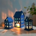 thumbnail image 3 of AOOOWER Hollowout Ice House Shape Metal Blue Tealight Candle Holder Hanging Candlestick for Indoor Table Centerpieces Decoration, 3 of 13