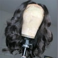thumbnail image 6 of Black Curly Wavy Frontal Middle Parting Hair Wigs Human Hair Wigs for Women 17.7 Inch Natural Synthetic Wigs Glueless Pre Plucked Long Wavy Wigs, 6 of 9