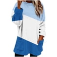 thumbnail image 2 of Tops for Women Long Sleeved Round Neck Warm Pocket Printing Thick Pullover Top,Womens Tops Plus Size Blue XL, 2 of 6