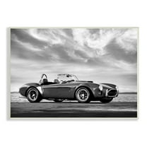 Stupell Industries Vintage Sports Convertible Car Beach Photography Black White, 15 x 10, Design by Mark Rogan