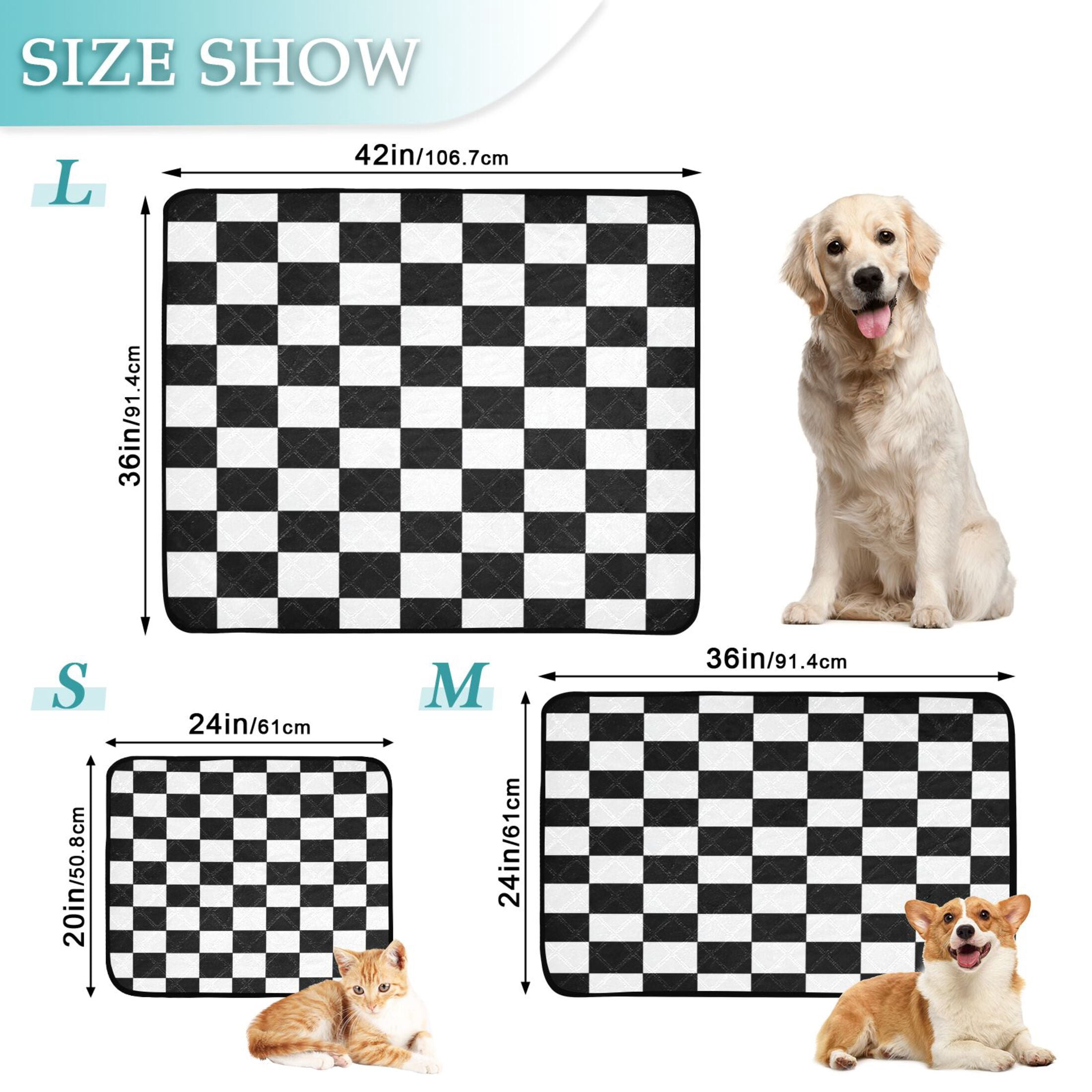 Washable Pet Pee Pads with Super Absorbent Reusable Training Pads for Dogs & Cats Black and White Check