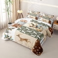 thumbnail image 3 of meiyoeat Woodland Hunting Wildlife Twin Quilt Set for Men Boys, Rustic Camo Animal Patchwork Twin Coverlet Set, Green Brown, 2 Pieces, 3 of 7