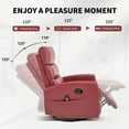 thumbnail image 5 of Barara King Home Recliner Single Sofa Seat with Rocker and Swivel, Heat Massage Reclining Chair with Pu Leather Material for Living Room, Bedroom, Red, 5 of 7