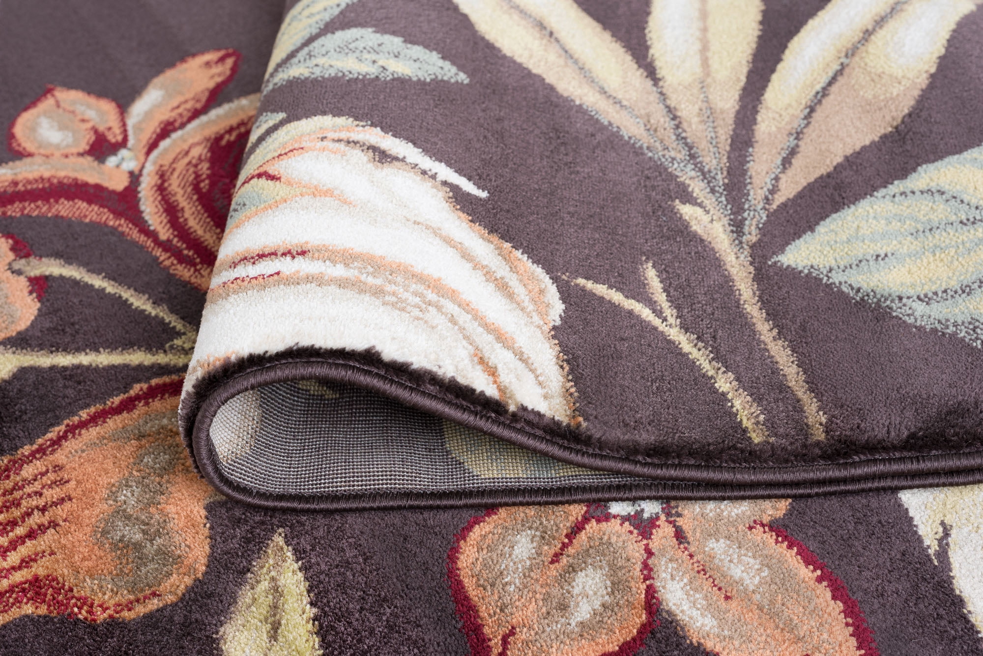Transitional 5x8 Area Rug (5'3'' x 7'3'') Floral Brown, Creamy Ivory Living Room Easy to Clean