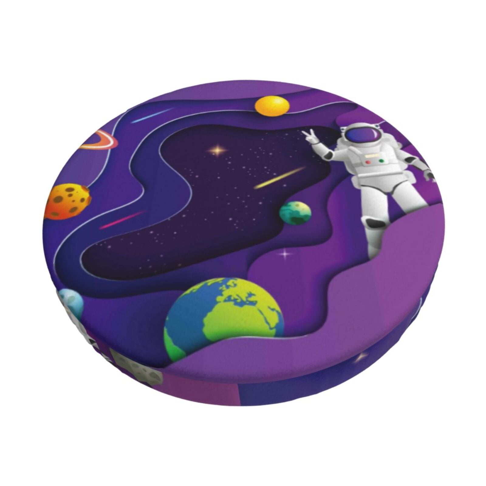 Easygdp Astronaut Print Easy To Install Bar Stool Covers&Stool Covers Round&Elastic Stool Cover, Barstool Covers,Washable&Bottom With Elastic Edge-13 inch
