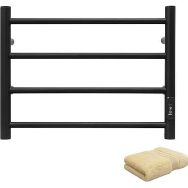 Towel Warmer Wall Mounted with Built-in Timer 4 Bars Electric Stainless Steel