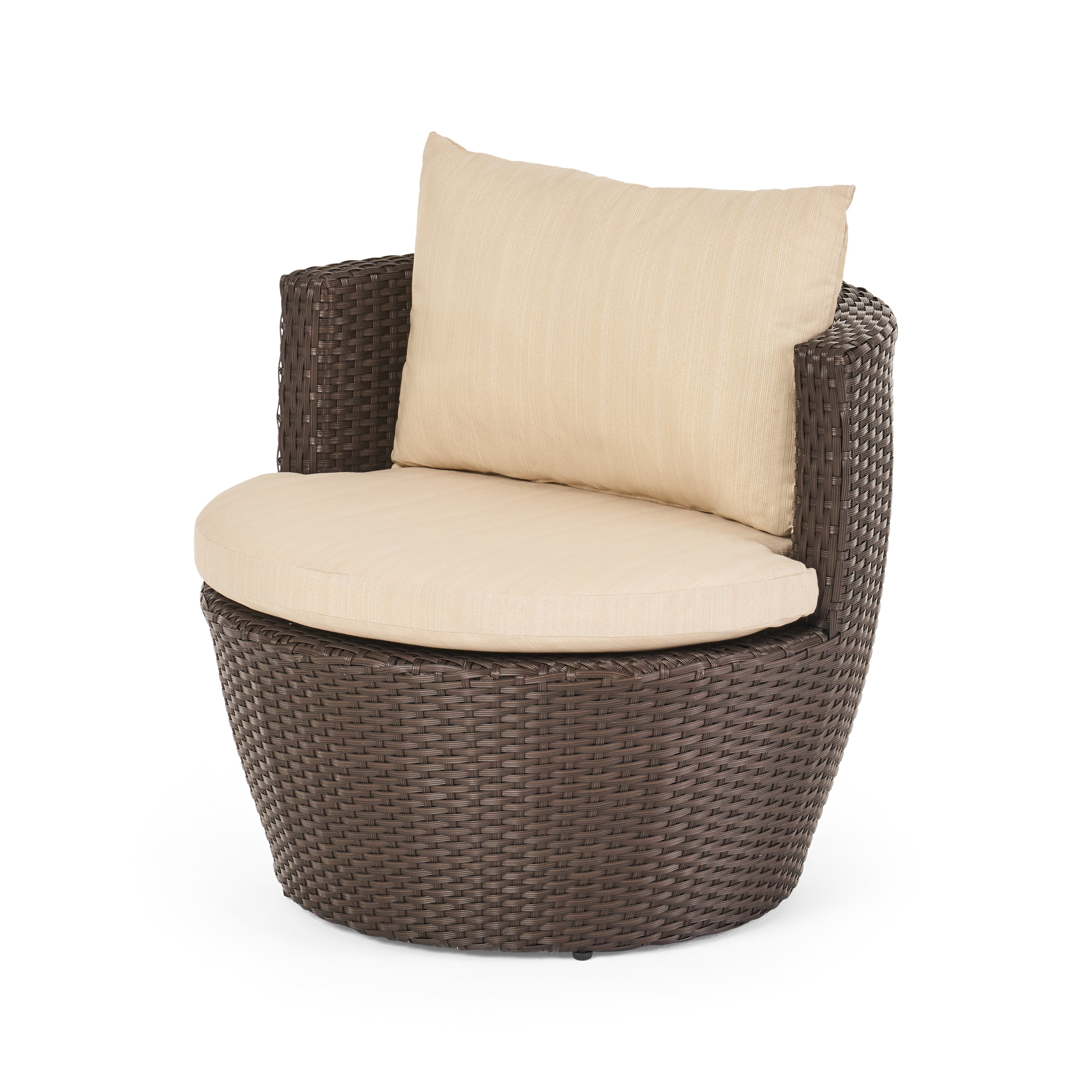 Outdoor 3 Piece PE Woven Leisure Conversation Set, Combined Outdoor Furniture for Patio Garden, Aluminum Brown