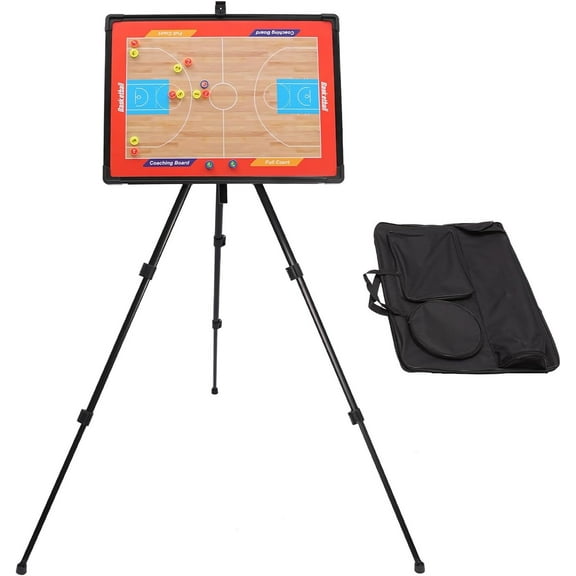 Portable Coaching Board, Basketball Coaching Board, Large Basketball Tactics Board, Pen, Dry Eraser, Tripod Stand and Carrying Bag, Full Basketball Pitch Layout